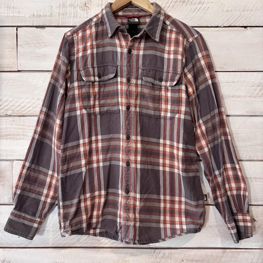 The North Face‎ Flannel Button Up Long Sleeve Shirt Men's Sz Small